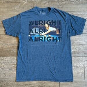 Vintage Dazed and Confused Matthew McConaughey Alright Graphic Blue T-Shirt